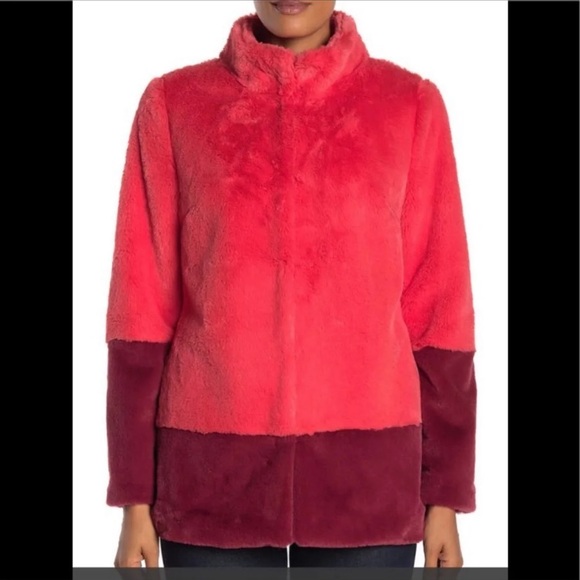 Trina Turk Blanche two tone faux fur coat LG PINK - Picture 7 of 7